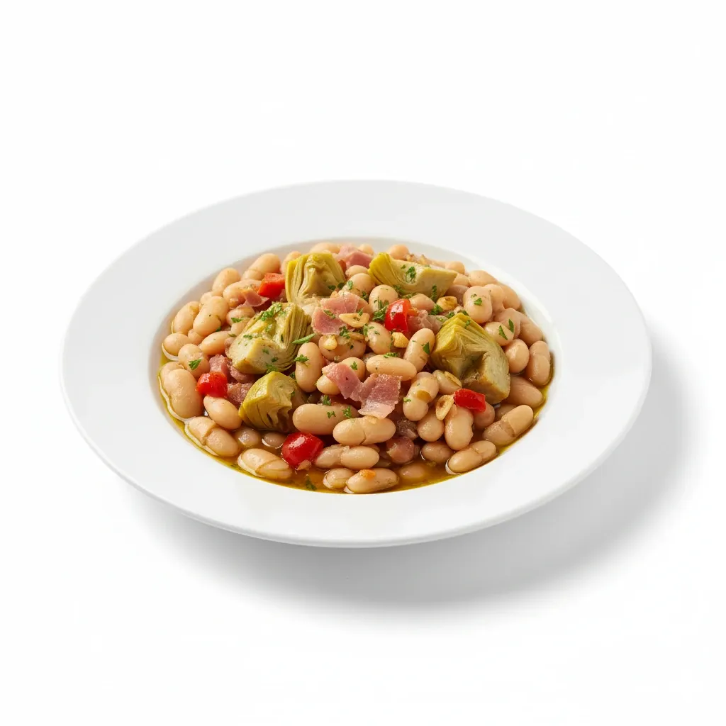 Alubias blancas con alcachofas