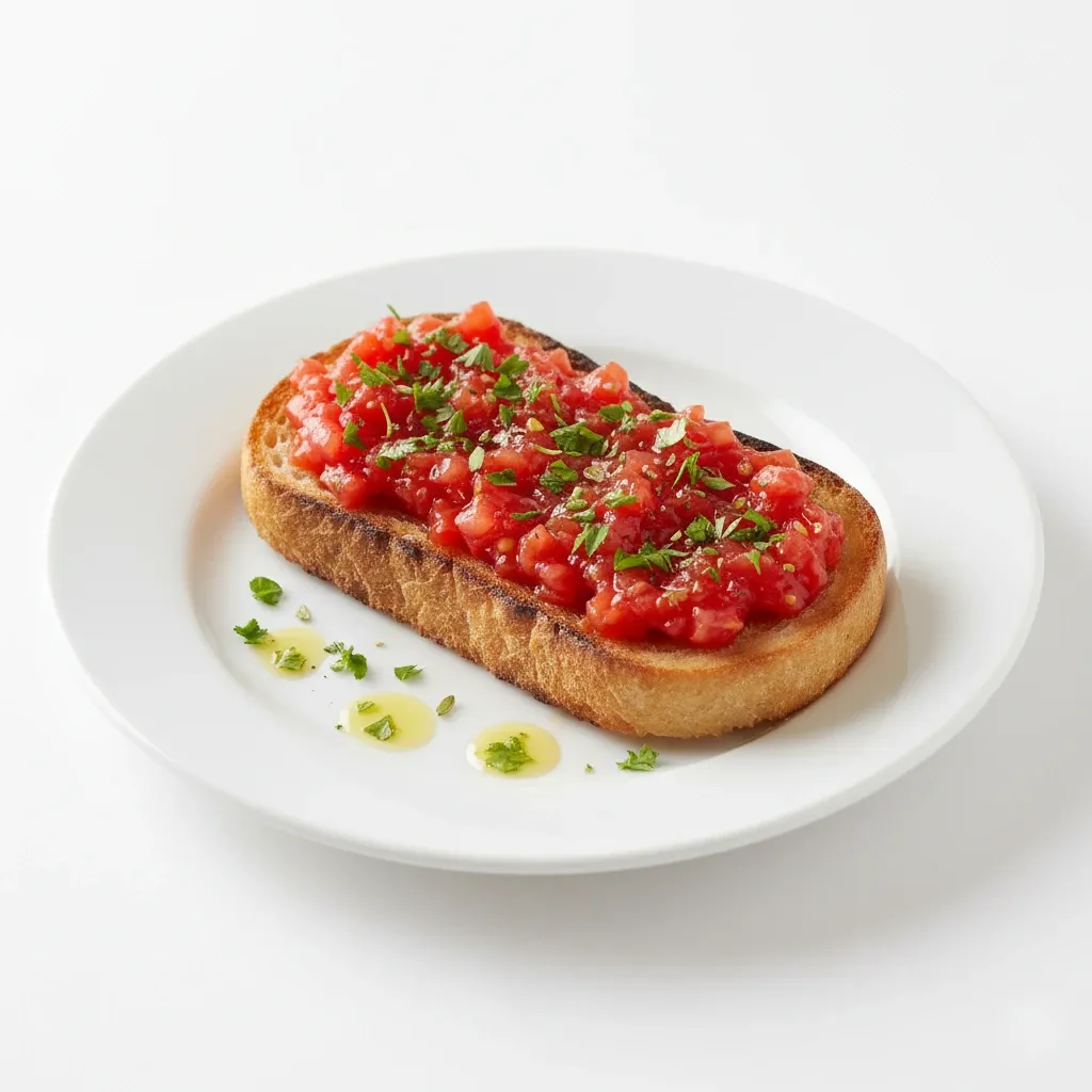 Tostada de pan con tomate y finas hierbas